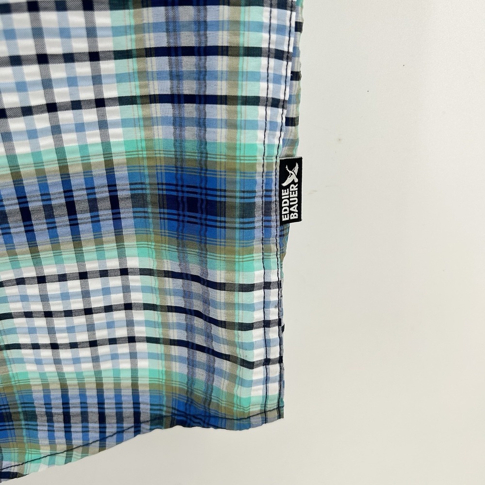 Eddie Bauer Shirt Mens 2XL Tall Sea Green Plaid Outdoor Hiking Performance Camp - Picture 3 of 9